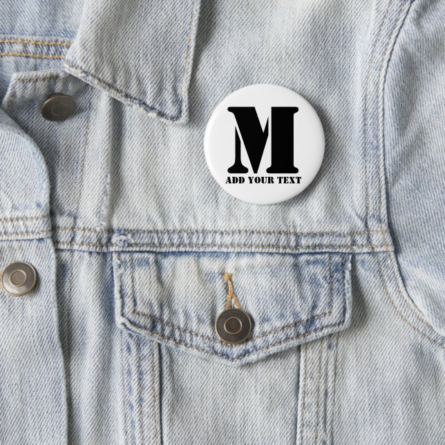 Personalisiertes Monogramm Schwarz Benutzerdefinie Button (Beispiel)