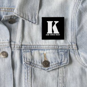 Personalisiertes Monogramm Schwarz Benutzerdefinie Button