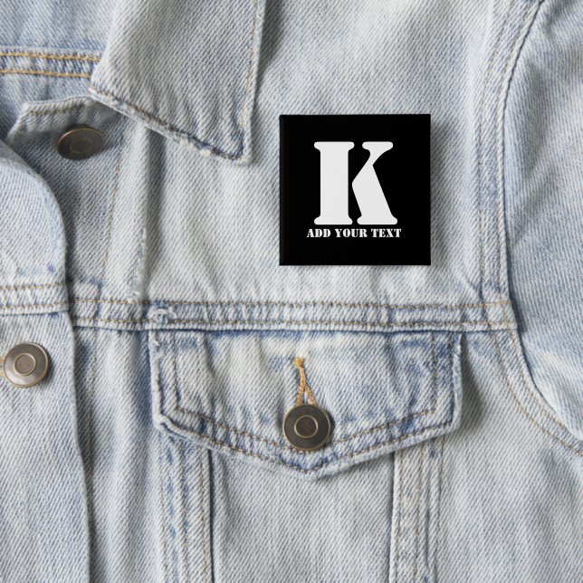 Personalisiertes Monogramm Schwarz Benutzerdefinie Button (Beispiel)