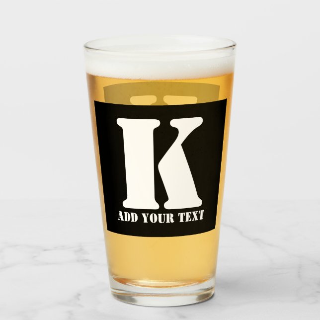Personalisiertes Monogramm Schwarz Benutzerdefinie Glas (Vorne (Gefüllt))