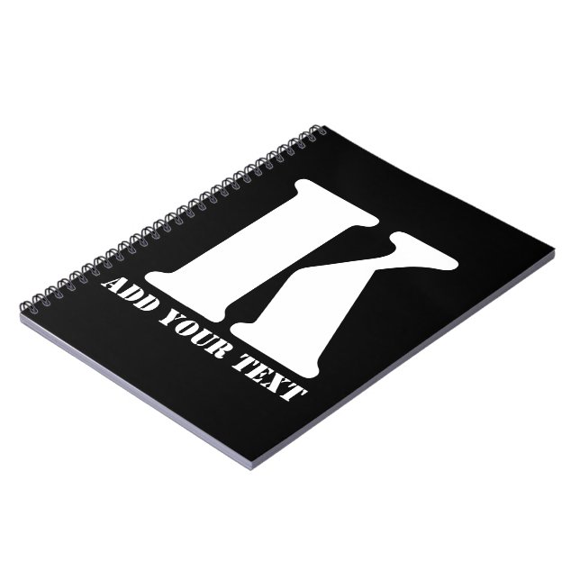 Personalisiertes Monogramm Schwarz Benutzerdefinie Notizblock (Linke Seite)