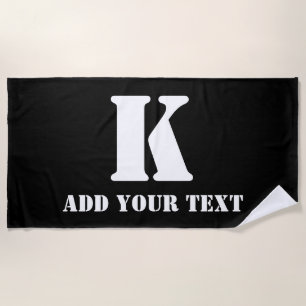 Personalisiertes Monogramm Schwarz Benutzerdefinie Strandtuch
