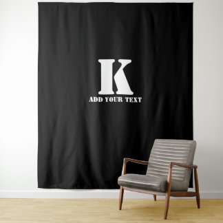 Personalisiertes Monogramm Schwarz Benutzerdefinie Wandteppich
