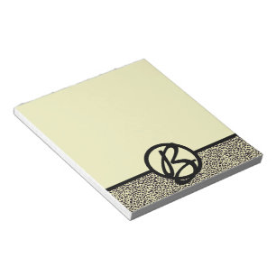 Personalisiertes Monogramm Schwarz Creme Leopard Notizblock