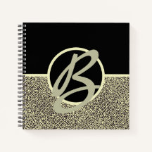 Personalisiertes Monogramm Schwarz Creme Leopard