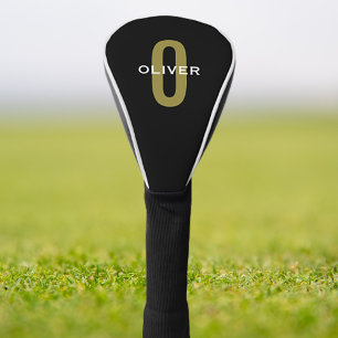 Personalisiertes Monogramm Schwarz Gold Weiß Name Golf Headcover