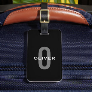 Personalisiertes Monogramm Schwarz Grau Weiß Name Gepäckanhänger