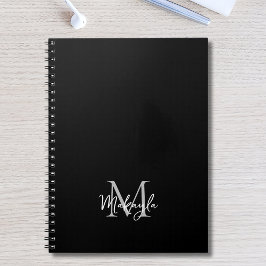 Personalisiertes Monogramm Schwarz Notizblock