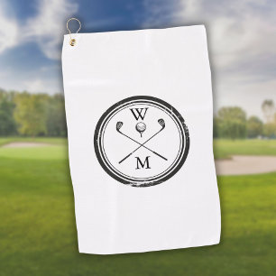 Personalisiertes Monogramm Schwarz und Weiß Golfhandtuch