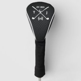 Personalisiertes Monogramm Schwarz und Weiß, textu Golf Headcover