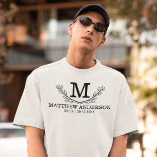 Personalisiertes Monogramm Schwarz-Weiß-Name T-Shirt