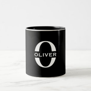 Personalisiertes Monogramm Schwarz-Weiß-Name Zweifarbige Tasse