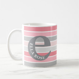 Personalisiertes Monogramm 'Shades of Pink' gestre Kaffeetasse