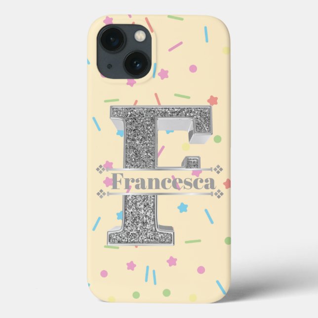 Personalisiertes Monogramm Silver Initial Ihres Na Case-Mate iPhone Hülle (Rückseite)