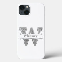 Personalisiertes Monogramm Silver Initial W Ihr Na