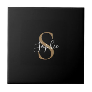 Personalisiertes Monogramm-Skript Elegant Individu Fliese
