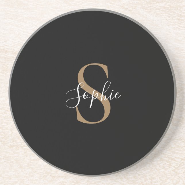 Personalisiertes Monogramm-Skript Elegant Individu Getränkeuntersetzer (Vorne)