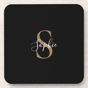 Personalisiertes Monogramm-Skript Elegant Individu Getränkeuntersetzer