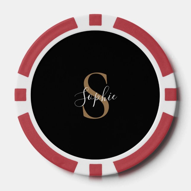 Personalisiertes Monogramm-Skript Elegant Individu Pokerchips (Vorderseite)