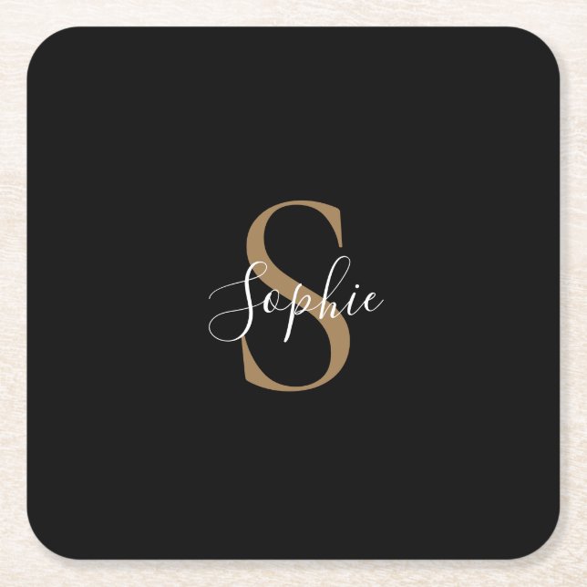Personalisiertes Monogramm-Skript Elegant Individu Rechteckiger Pappuntersetzer (Vorderseite)