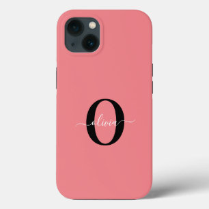 Personalisiertes Monogramm-Skript Name Schwarz Wei Case-Mate iPhone Hülle