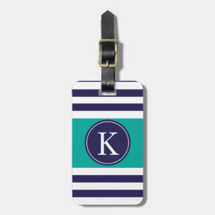 Personalisiertes Monogramm Stripes die aquamarine Gepäckanhänger