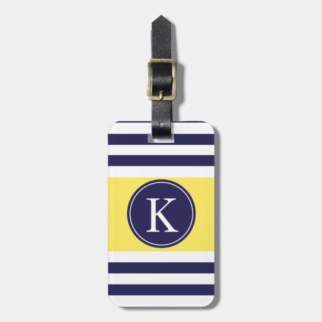 Personalisiertes Monogramm Stripes Gepäckanhänger (Vorderseite vertikal)
