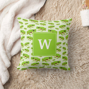 Personalisiertes Monogramm Süßes Grünes Laubfrosch Kissen