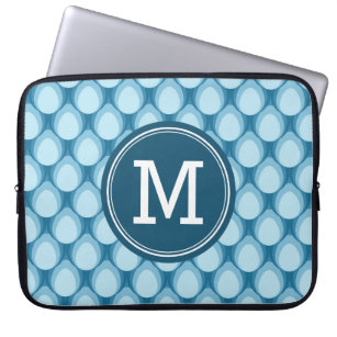 Personalisiertes Monogramm Teadrop Muster-Blau Laptopschutzhülle