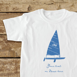 Personalisiertes Monogramm Text Sailboat Racing Bl T-Shirt