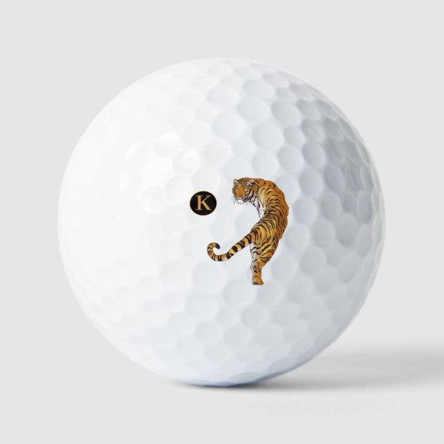 Personalisiertes Monogramm Tiger Wildtier Golfball (Vorderseite)