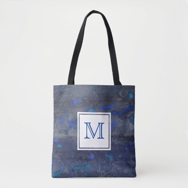 Personalisiertes Monogramm Totbeutel | Blau (Vorderseite)