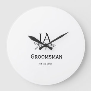 Personalisiertes Monogramm Trauzeuge Brautführer N Große Wanduhr