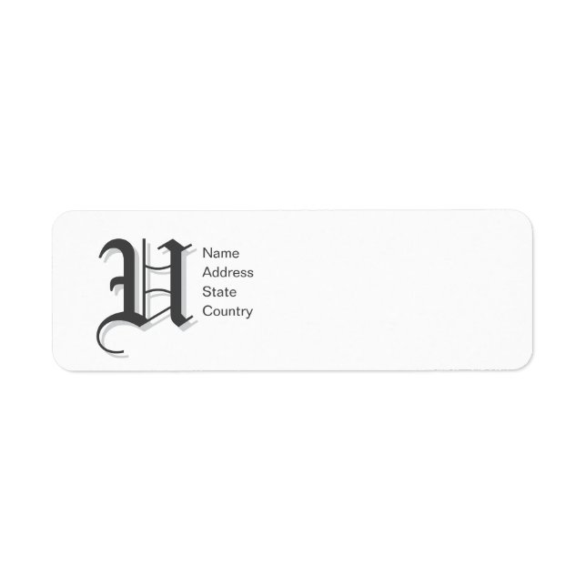 Personalisiertes Monogramm U Rücksendeetikett (Vorne)
