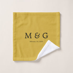 Personalisiertes Monogramm und Datum M Gold Waschlappen