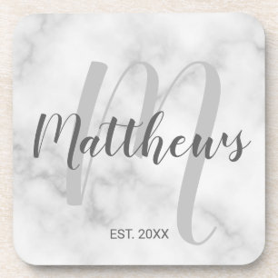 Personalisiertes Monogramm und Familienname aus Ma Getränkeuntersetzer