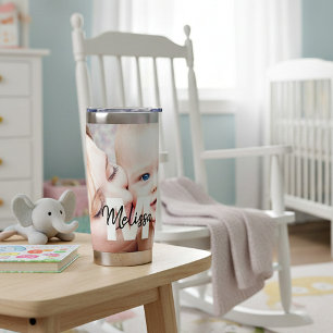 Personalisiertes Monogramm und Foto Thermobecher
