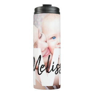 Personalisiertes Monogramm und Foto Thermosbecher