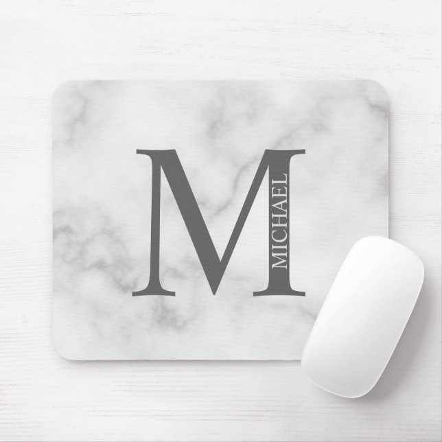 Personalisiertes Monogramm und Name aus grauem Mar Mousepad (Mit Mouse)