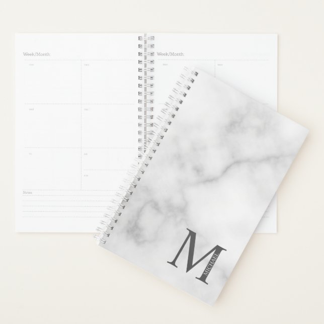 Personalisiertes Monogramm und Name aus grauem Mar Planer (Anzeige)
