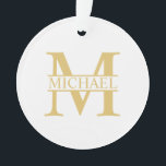 Personalisiertes Monogramm und Name aus Weiß und G Ornament<br><div class="desc">Personalisiertes Monogramm und Namensschild mit personalisierten Monogramm im klassischen Serif-Schriftart-Stil mit Namensbox in der Mitte des Monogrammes auf weißem Hintergrund.

Perfekt als Wohngestaltungen,  Hauswärme Geschenke,  Feriengeschenke für Familien,  Neuvermählte und mehr.

Beachte:Die Folien-Details sind simuliert und in Farbe auf das Produkt gedruckt.Bei der Herstellung dieses Produktes wird keine Folie verwendet.</div>