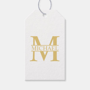 Personalisiertes Monogramm und Name aus Weiß und Geschenkanhänger
