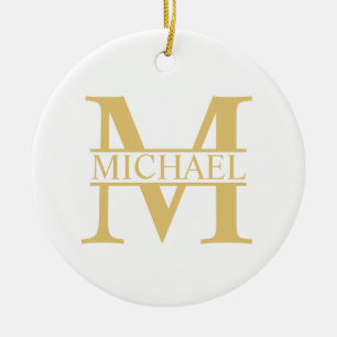 Personalisiertes Monogramm und Name aus Weiß und Keramik Ornament