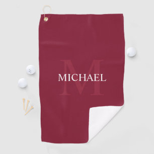 Personalisiertes Monogramm und Name Burgund Red Golfhandtuch
