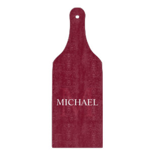 Personalisiertes Monogramm und Name Burgund Red Schneidebrett