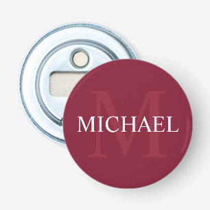 Personalisiertes Monogramm und Name Burgundy Red Flaschenöffner