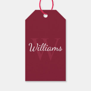 Personalisiertes Monogramm und Name Burgundy Red Geschenkanhänger