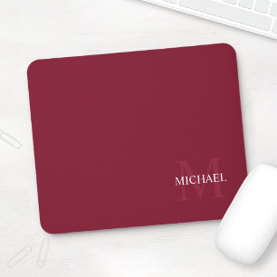 Personalisiertes Monogramm und Name Burgundy Red Mousepad