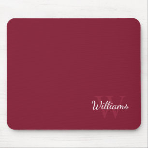 Personalisiertes Monogramm und Name Burgundy Red Mousepad