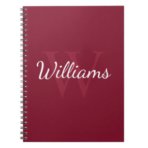 Personalisiertes Monogramm und Name Burgundy Red Notizblock